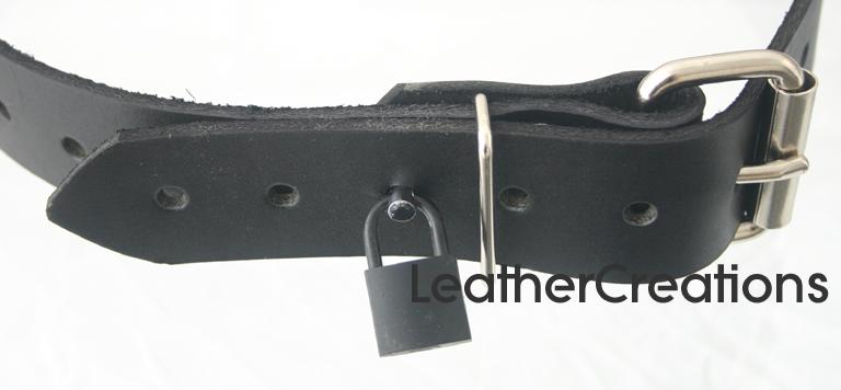 Custom lockable 2 inch wide bondage strap / belt